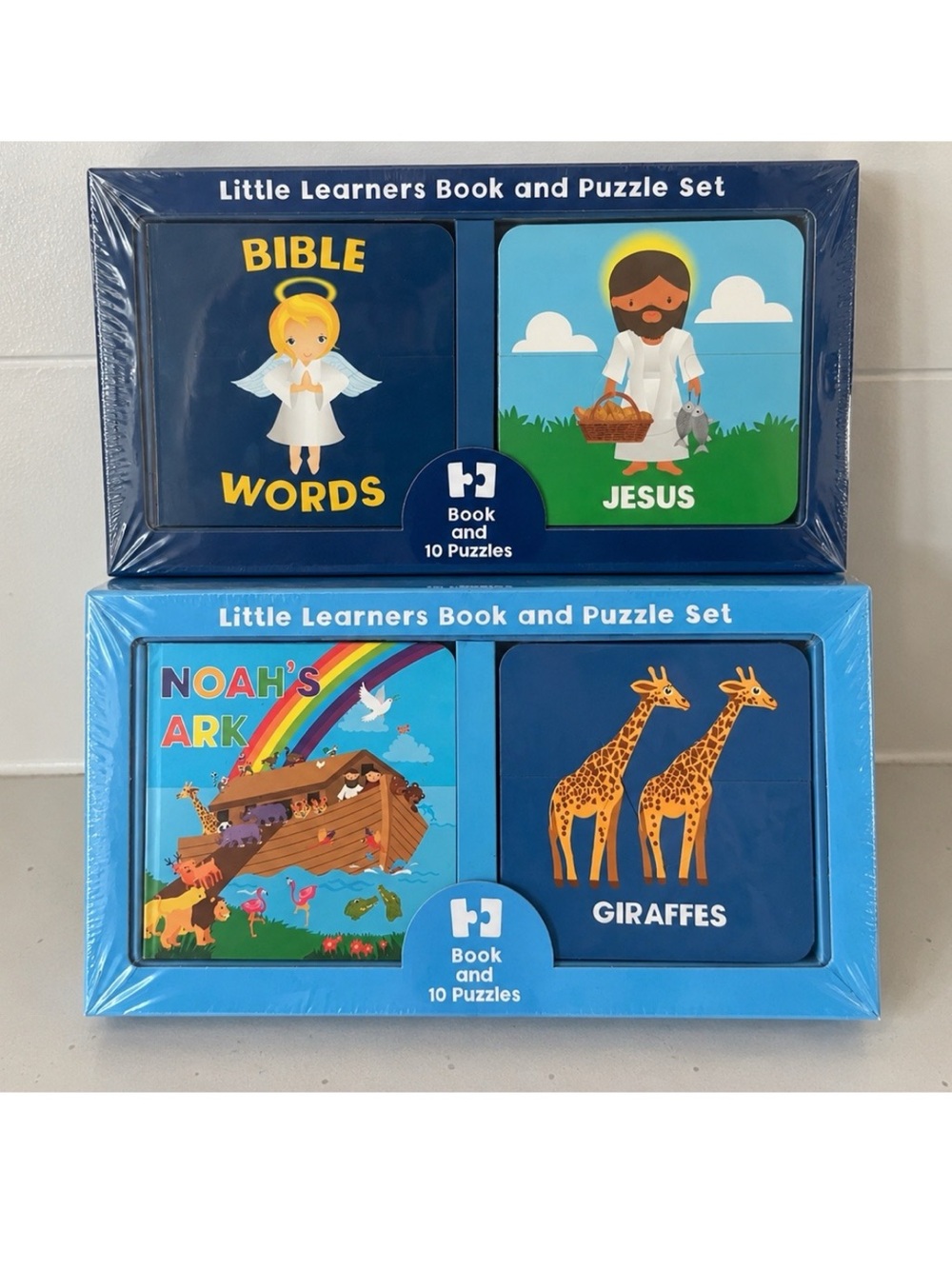 2 New Little Learners Book & Puzzle Sets Bible Noah’s Ark Giraffes